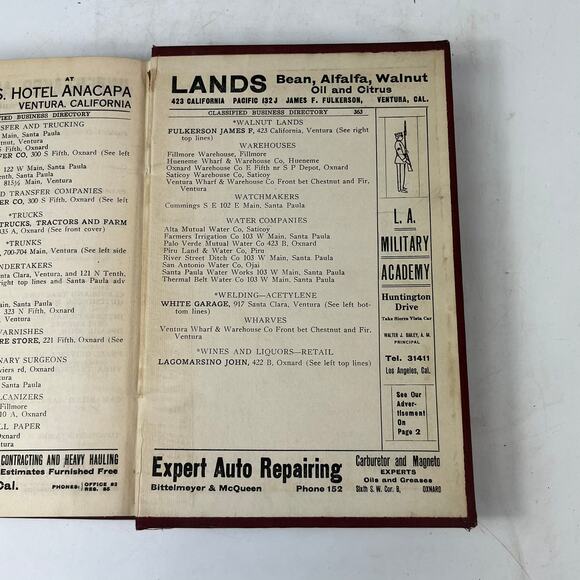 1918-19 CA Ventura County Directory FAIR Business Ancestry Genealogy Antique Vtg - Picture 14 of 16